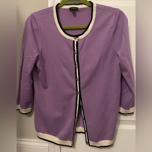 3/4 sleeve lavender, black and white cardigan
